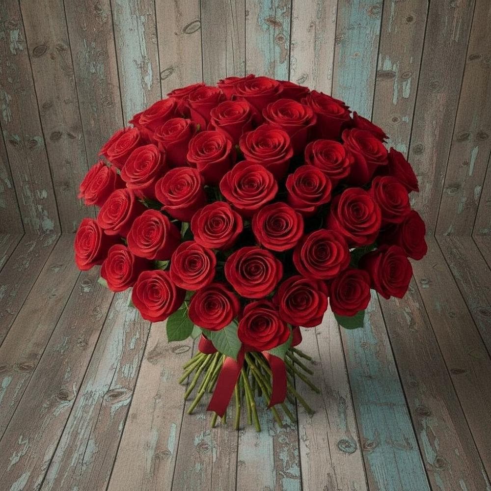 Букет 55 Красных роз Фридом в Копанской