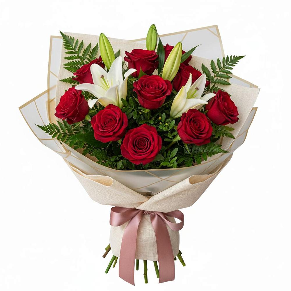 Букет цветов из: Лилии и Розы в Копанской