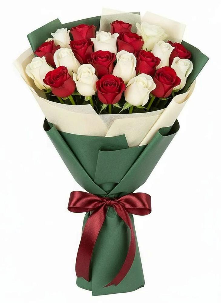 Букет Микс из красных и белых роз в Копанской