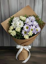 Букет цветов из:  Хризантемы и Розы в Копанской