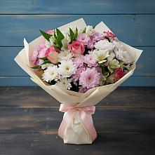 Букет цветов из:  Хризантемы, Альстромерии и Розы в Копанской