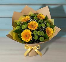 Букет цветов из:  Герберы и Хризантемы в Копанской