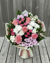Букет цветов из:  Альстромерии, Гвоздики, Розы и Хризантемы в Копанской