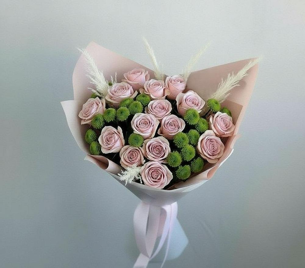Букет цветов из: Розы и Хризантемы в Копанской