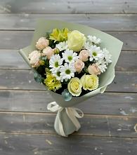 Букет цветов из:  Альстромерии, Розы и Хризантемы в Копанской