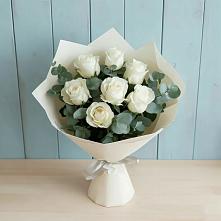 Букет Белые розы в Эвкалипте в Копанской