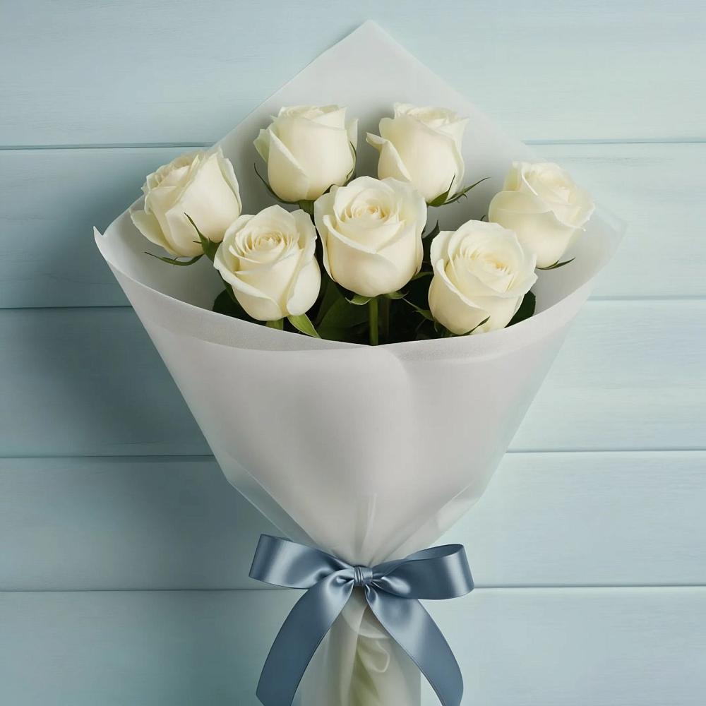 Букет 7 Белых роз Эдлесс Лав в Копанской